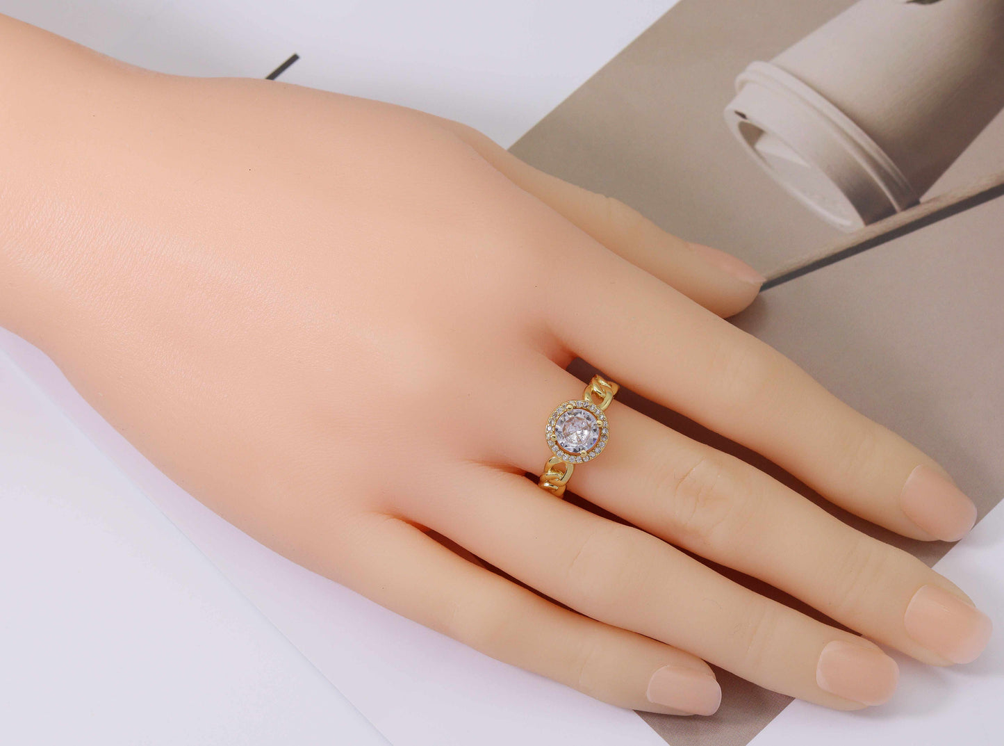 Big Clear CZ Cuban Link Chain Ring, Sku#LK740