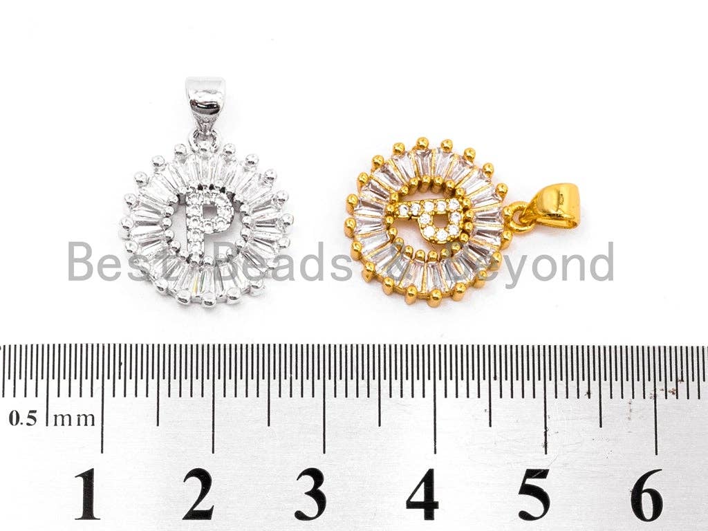 CZ Micro Pave Initial Letter P/Letter Q Charm, 16x18mm,sku#Z234