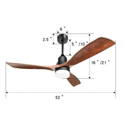 52 Inch Indoor Ceiling Fan With Dimmable LED Light