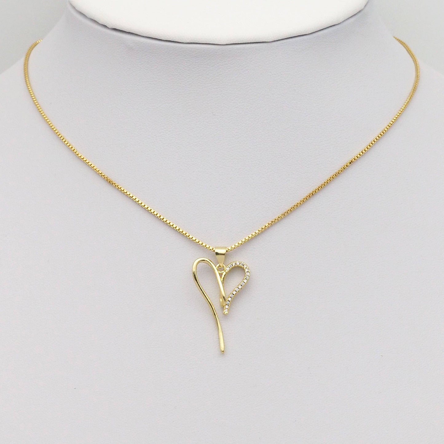 Gold CZ Heart Sahpe Charm, Sku#LK886