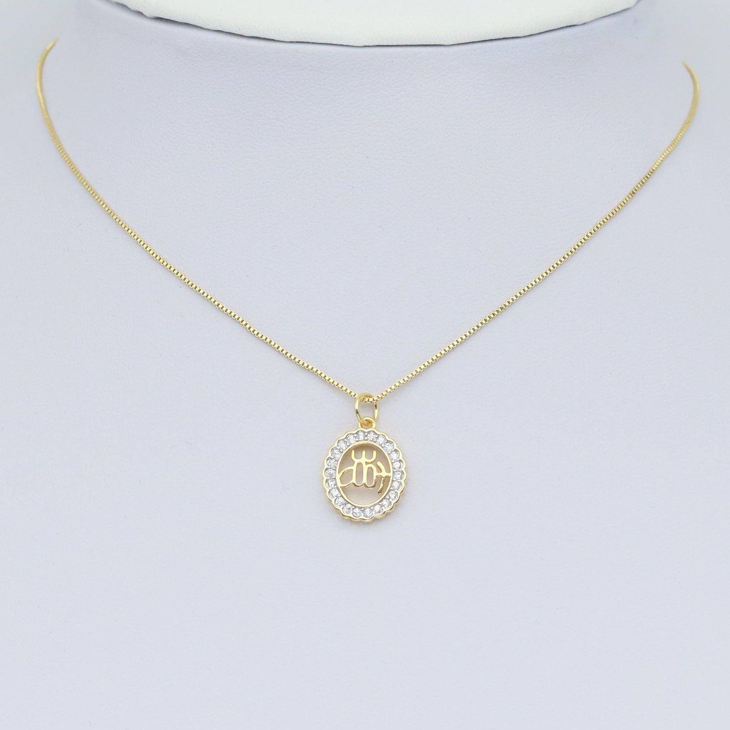 Dual color CZ Oval Shape OM Charm Pendant, Sku#LX659