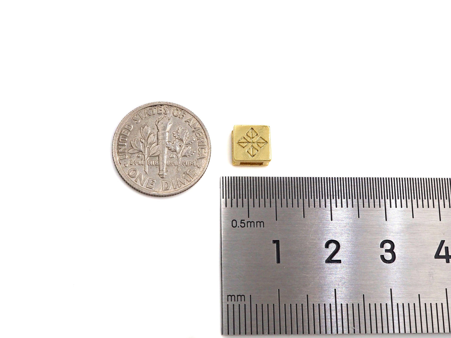 Gold Square Spacer Beads, Sku#Z1092