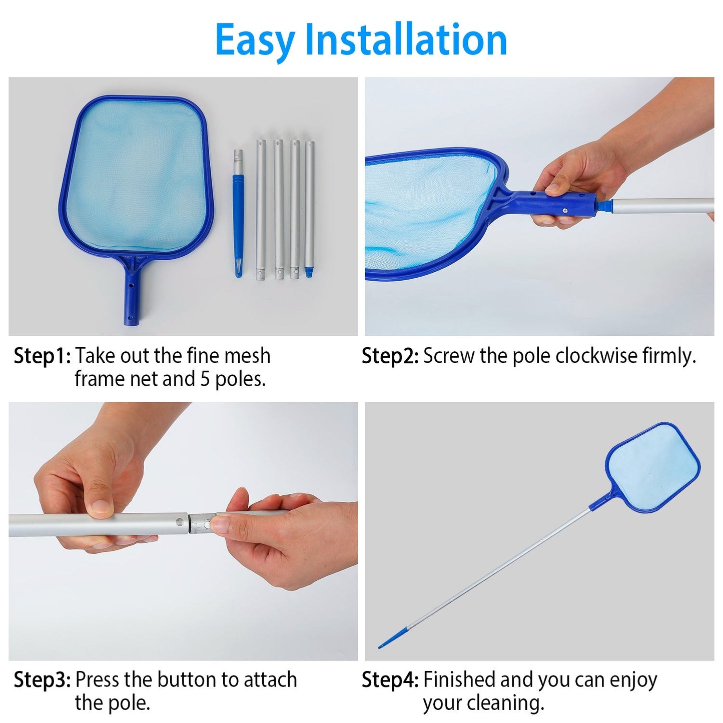 Swinging Pool Skimmer Cleaner Mesh Net Telescopic Pole