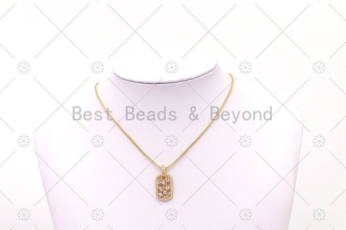 Baguette CZ Micro Pave Oval Shape Pendant, 18K Gold Filled CZ Charm, Necklace Bracelet Charm Pendant,Sku#LK503