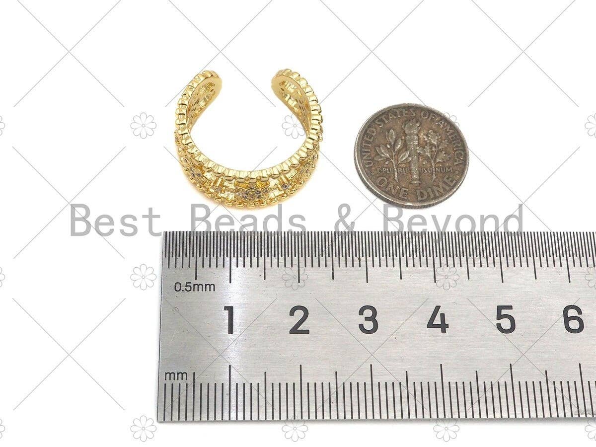 Star Band Open Ring, Bold Gold Ring, Pave ring, Statement Ring, Fancy Star Ring,sku#JL20