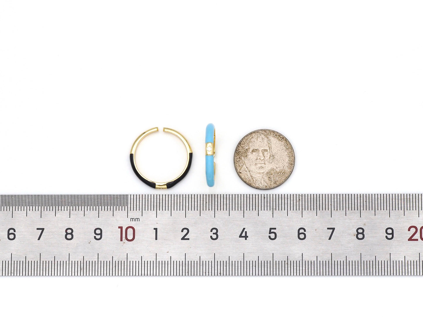 Thin Enamel Center Stone Stackable Ring,X265