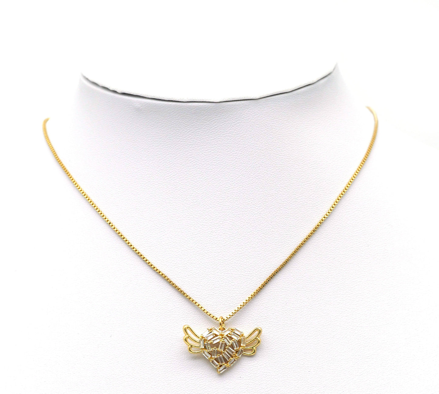 Baguette CZ Heart With Wings Charm, Sku#LK605