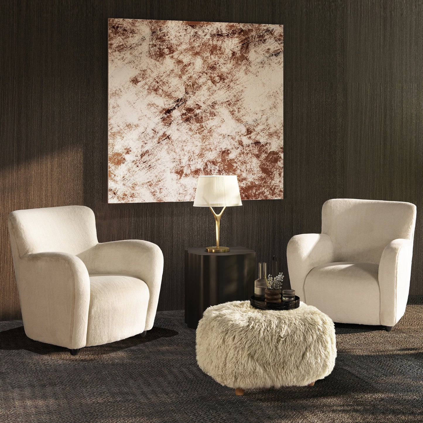 Enchante 24.5" New Zealand Sheepskin Rectangular Accent Ottoman