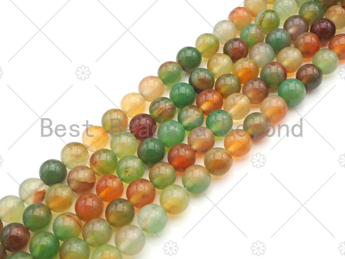 Multicolor Agate Round Smooth Beads, Sku#UA111