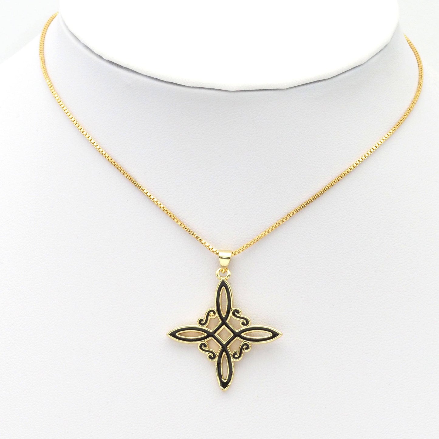 Black white enamel Chinese Knot Flower Charm, Sku#LK823