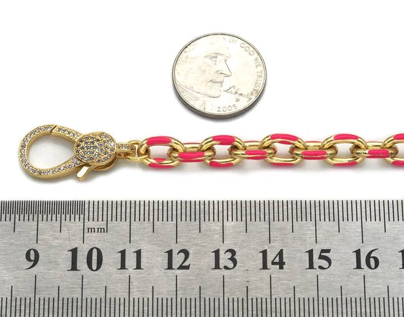High Quality Enamel Oval Link Necklace Bracelet with Diamond Clasp, sku#EF171
