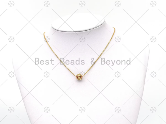 Colorful Enamel Evil Eye On Round Ball Spacer Beads,18K Gold Filled CZ Micro pave Beads, Necklace Bracelet Charm Beads,Sku#LK552