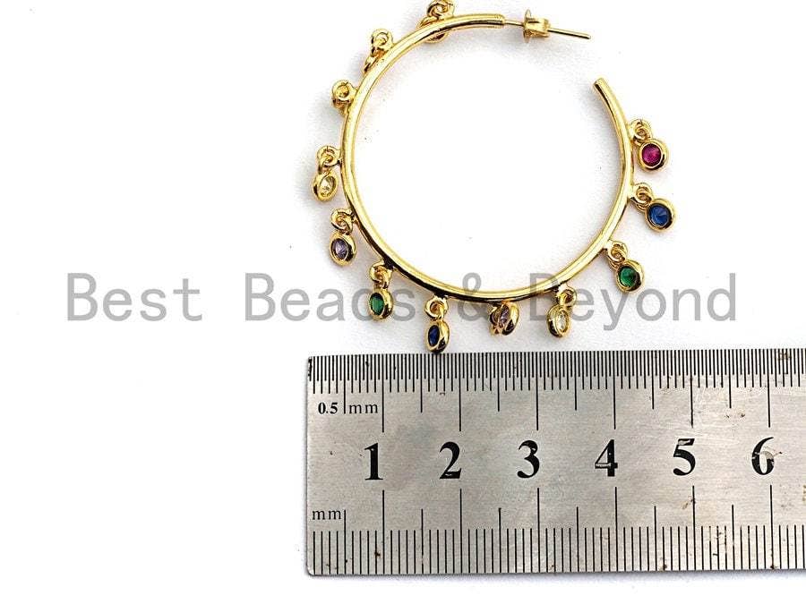Colorful CZ Large Hoop Earrings, Sku#J126