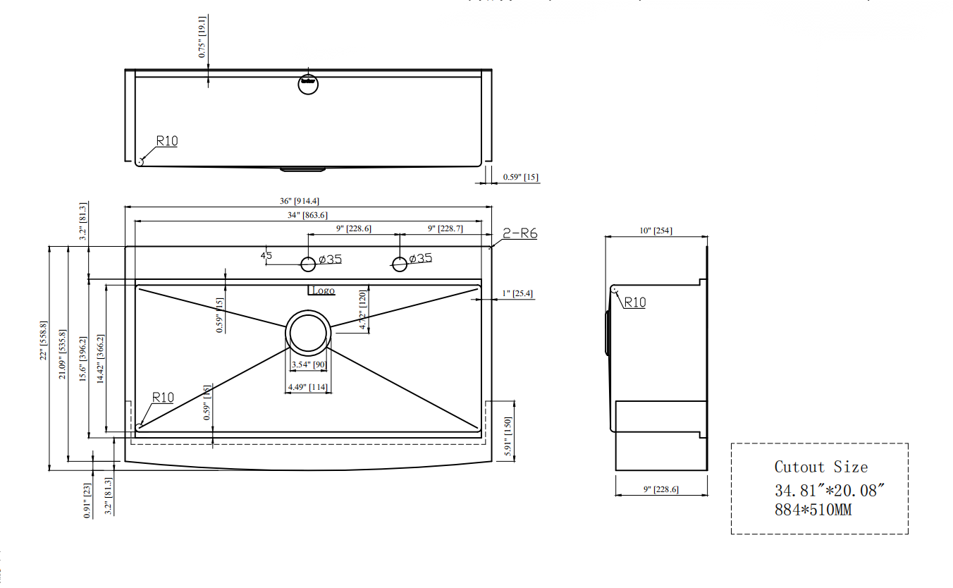 36-Inch Drop-In Farmhouse Sink Workstation