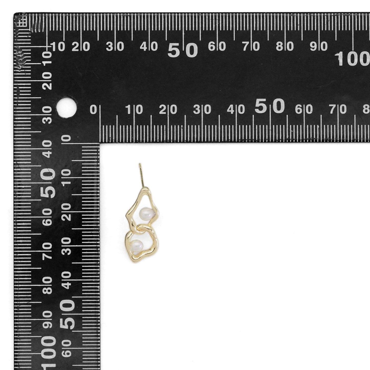 Gold Silver White Pearl Geometry Oval Link Earrings, Sku#ZX159