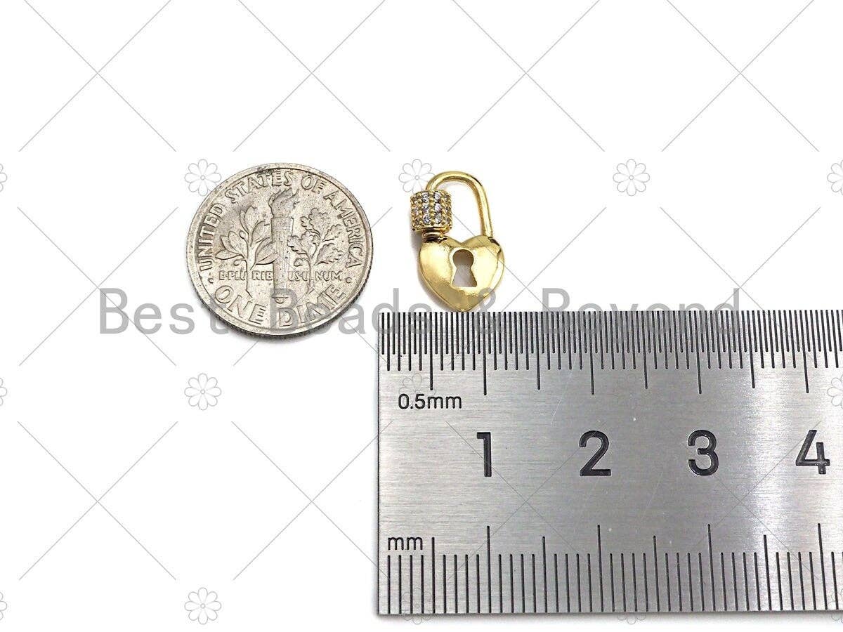 Small Cute 18K Gold Dainty Lock Clasp, Carabiner Clasp Heart Lock, Paper clip Chain connector Clasp, Chain Clasp, 8x14mm, sku#LK09