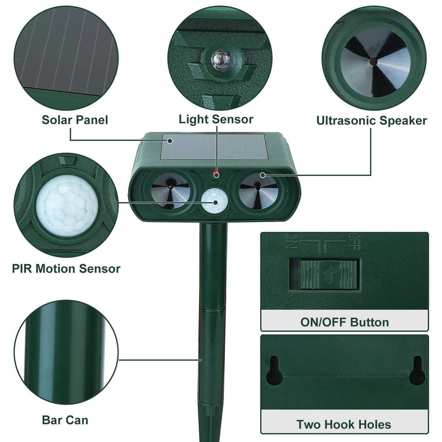Ultrasonic Animal Repeller Solar Powered Motion Sensor