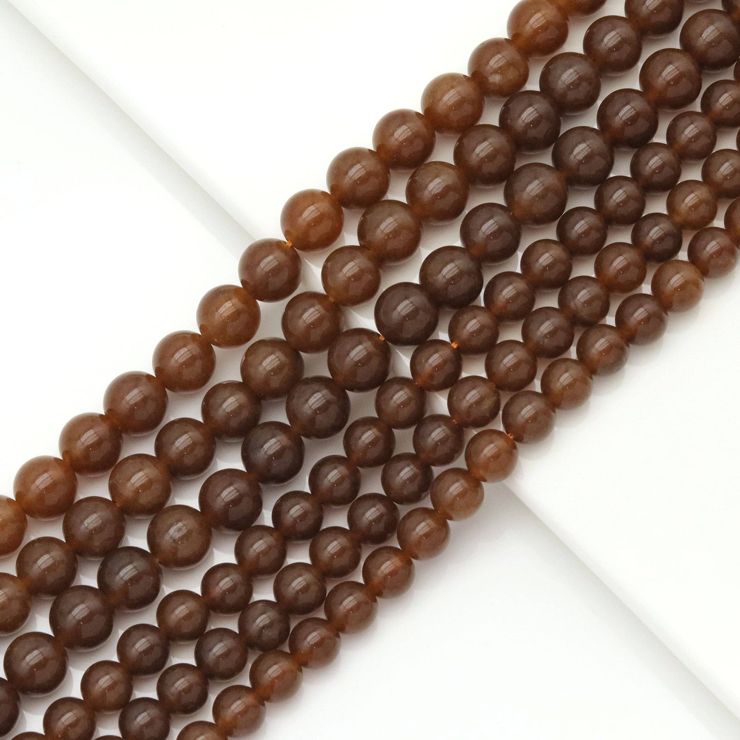 Brown Jade Round Smooth Beads, Sku#U1823