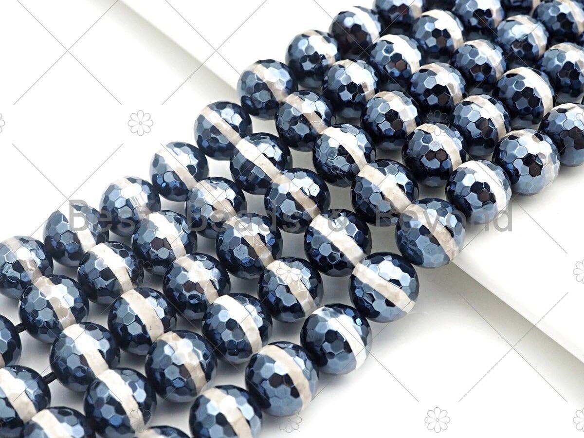 Esty Exclusive Mystic Black and White One Line Tibetan Agate Beads, 8mm/10mm/12mm, Black White Dzi Agate, 15.5" Full Strand, sku#UA94