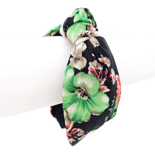 Floral Flower Print Burnout Knot Headband