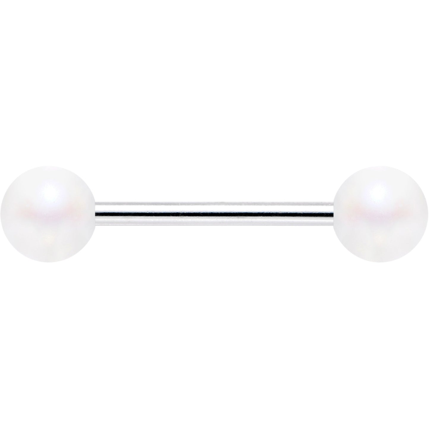 Matte Iridescent White 6mm Acrylic Ball Barbell Tongue Ring
