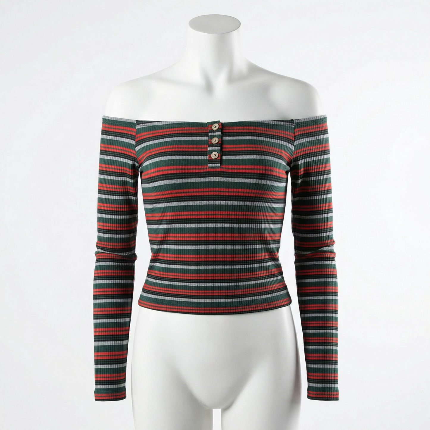 Ultra Flirt by Ikeddi Juniors Striped Off-The-Shoulder Top, Size Large