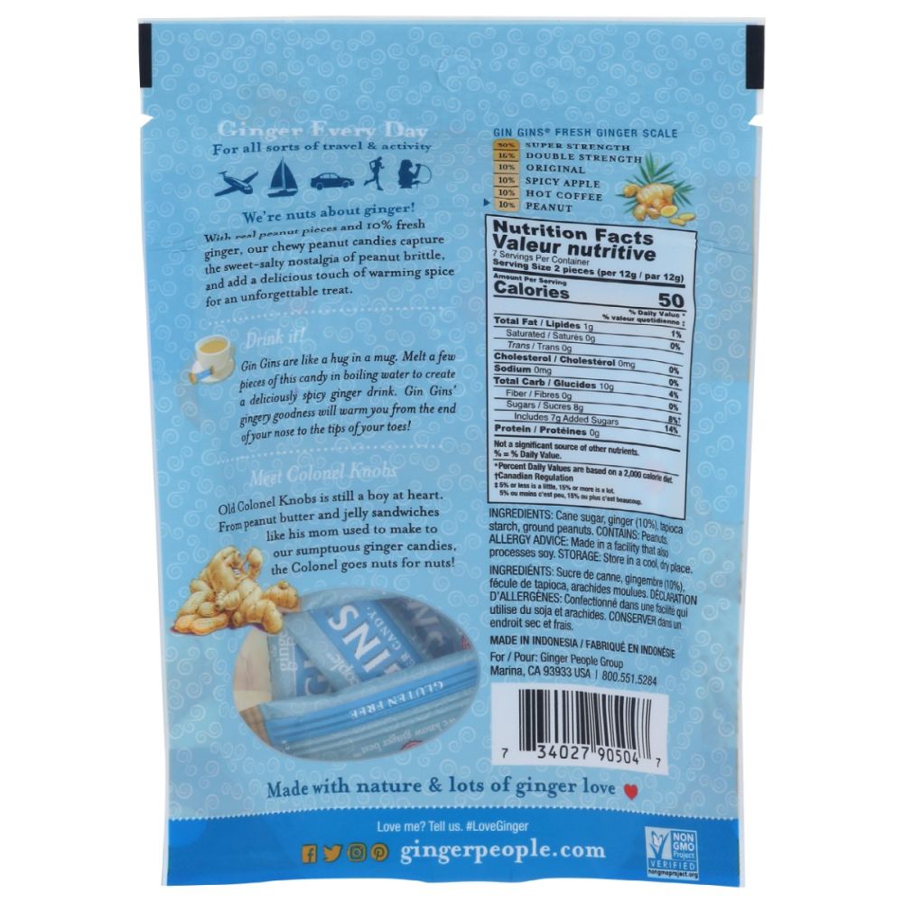 THE GINGER PEOPLE: Gin Gins Peanut Ginger Chews, 3 oz