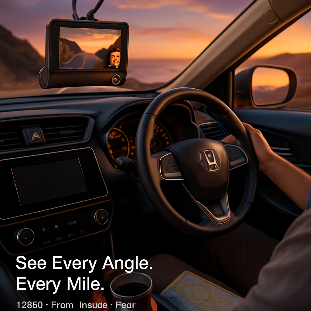 Car Dash Camera 3-Lens Front Inside Rear Recording