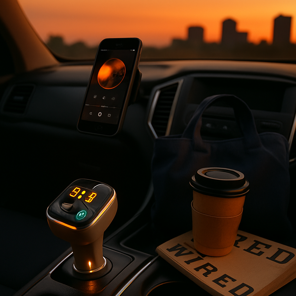 Car Wireless FM Transmitter for In-Car Audio USB Charging