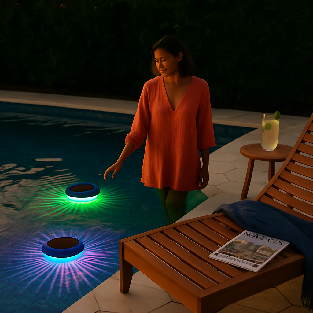 Solar Powered Floating LED Pool Light with Gradient Colors