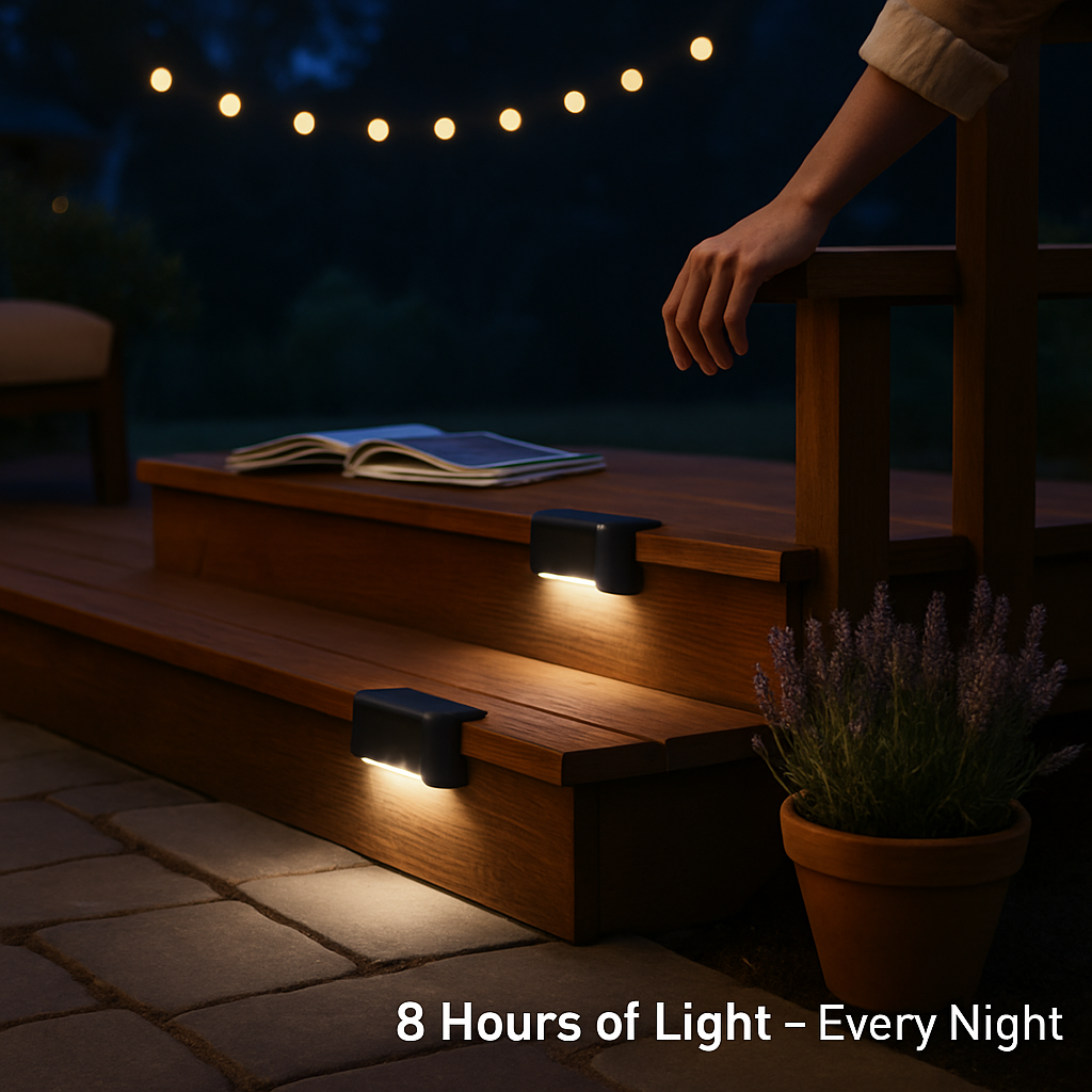 Solar Powered LED Step Lights for Outdoor Stairs