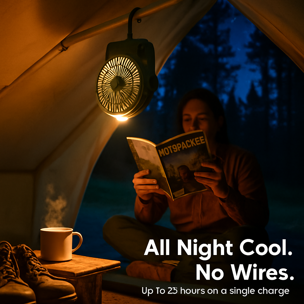 Oscillating Camping Fan with Flashlight, Remote Control