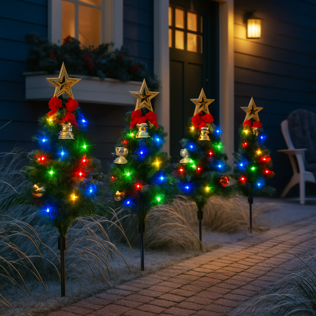 Solar Christmas Tree Lights for Pathway and Garden Decor