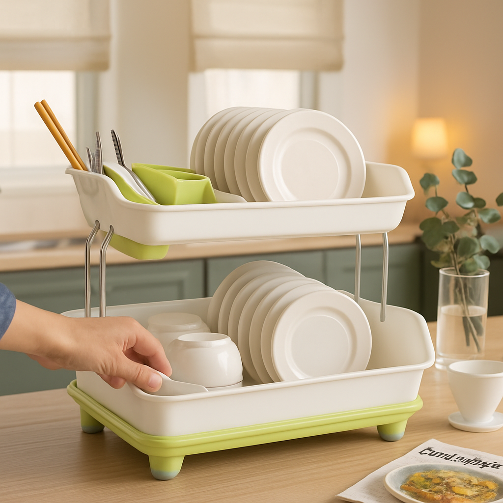 2-Tier Dish Drying Rack for Kitchen Counter