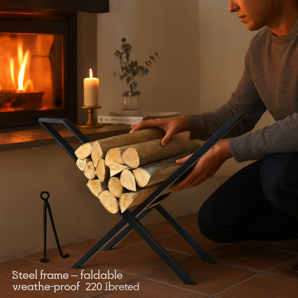 Firewood Log Rack - Steel X-Frame Storage Holder