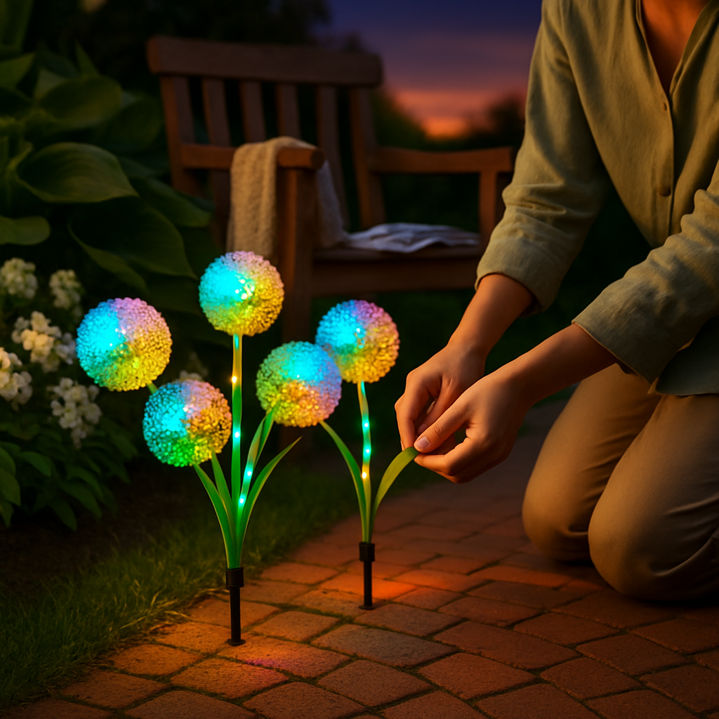 Dandelion Solar Garden Light with Colorful LEDs