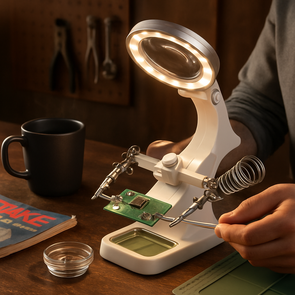 Magnifying Glass with LED Illumination and Flexible Stand