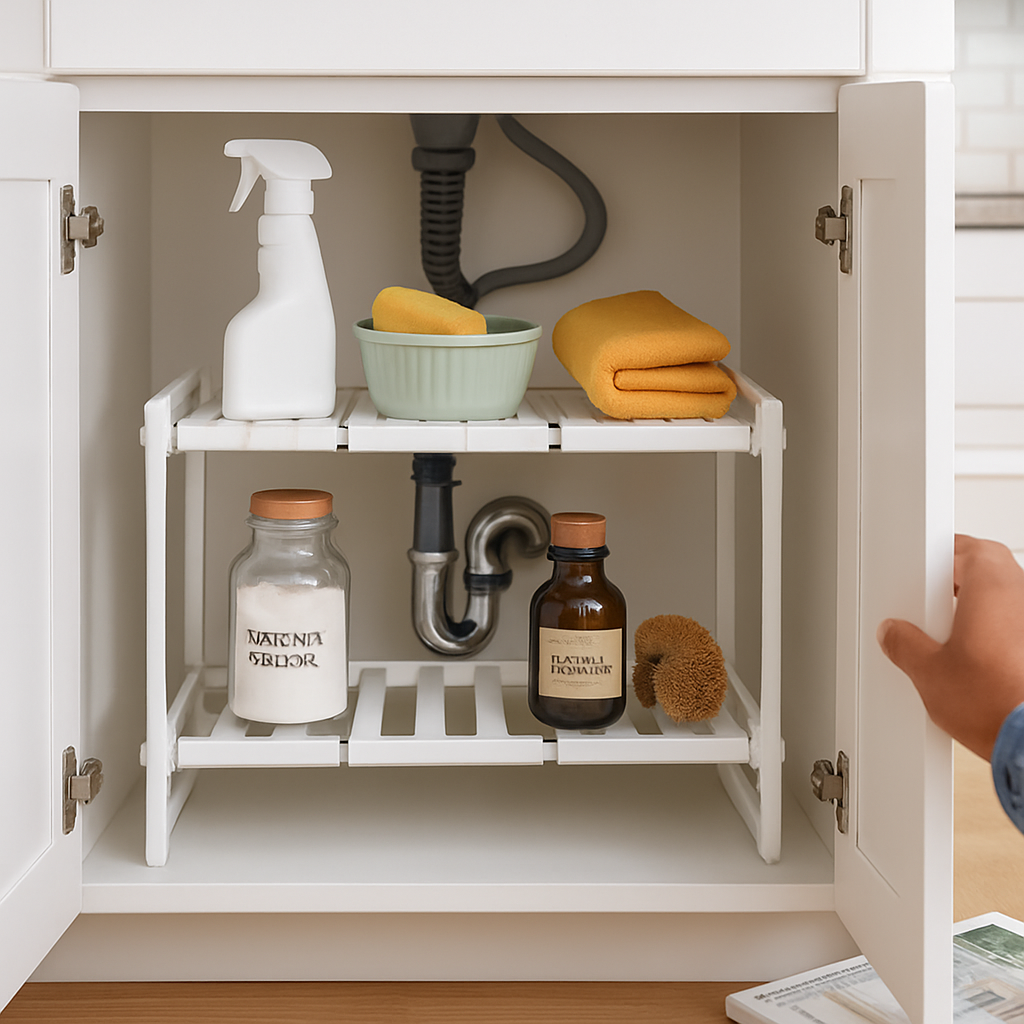 2-Tier Under Sink Organizer with Extendable Shelves