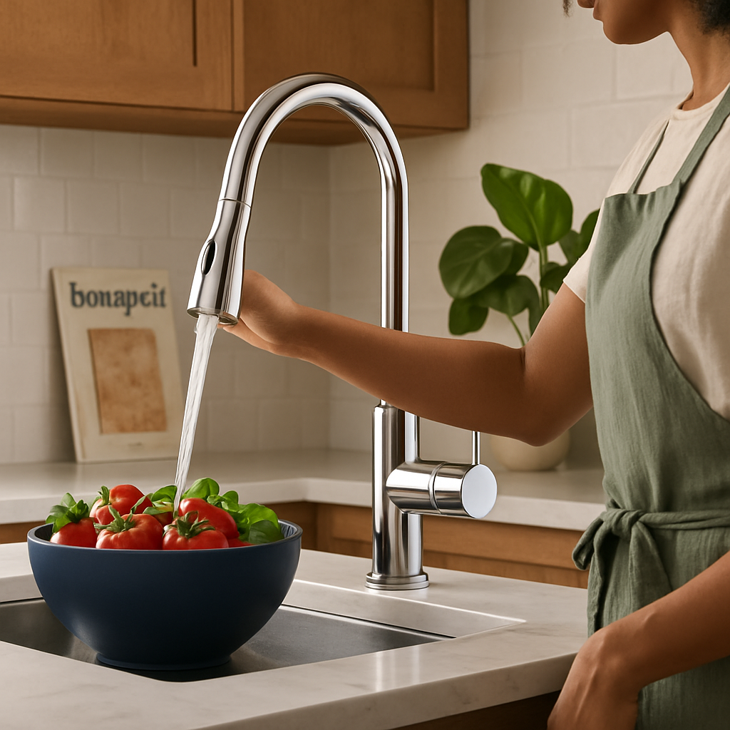 Touch Sensor Faucet with Pull-Out Spout, Hot and Cold Water