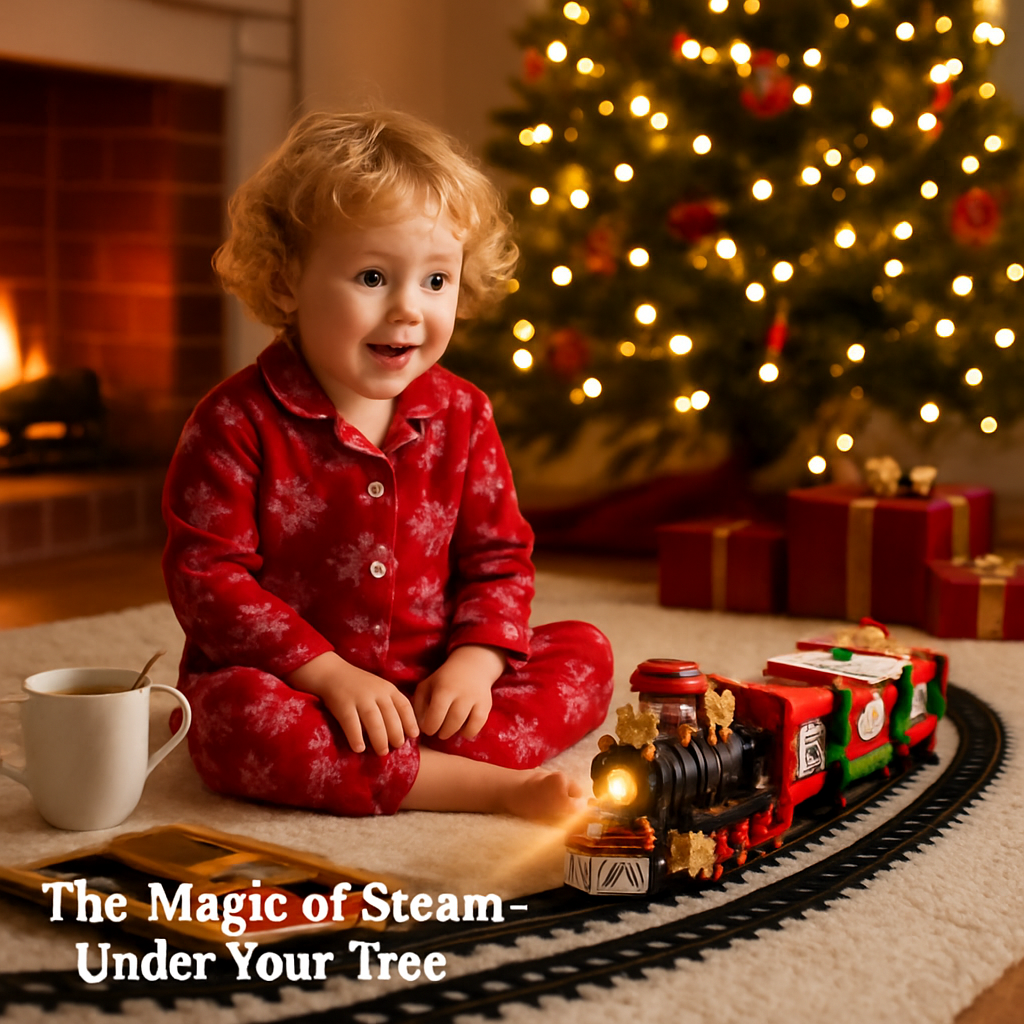 Electric Christmas Train Set with Sound and Lights