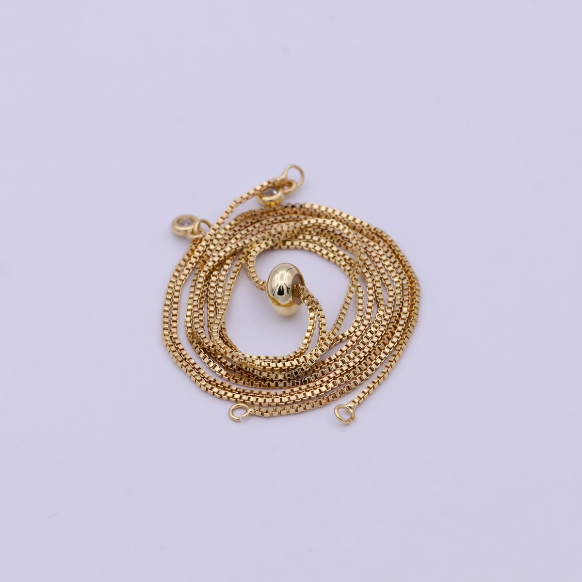 Gold Box Chain Necklace Adjustable 16 inch long Half Open Necklace for Jewelry Making Supply L-574