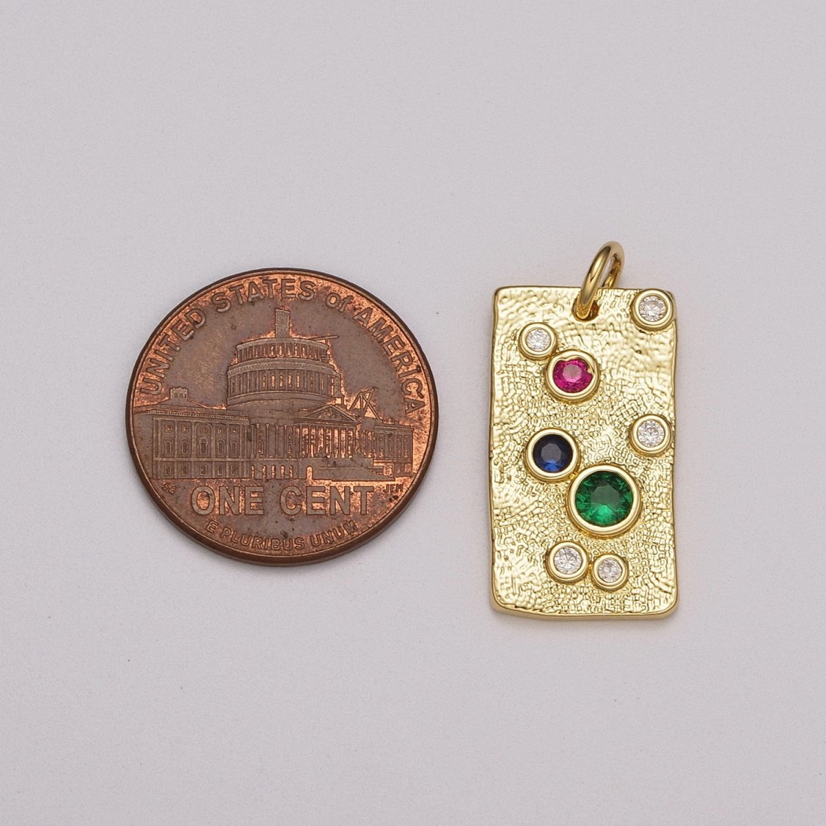 Gold Charm, Rainbow Bubble Charm, Bubble Pendant, Bubble Tag Charm, Tiny Bubble Rectangle Charm 14k Gold Filled Charm M-526