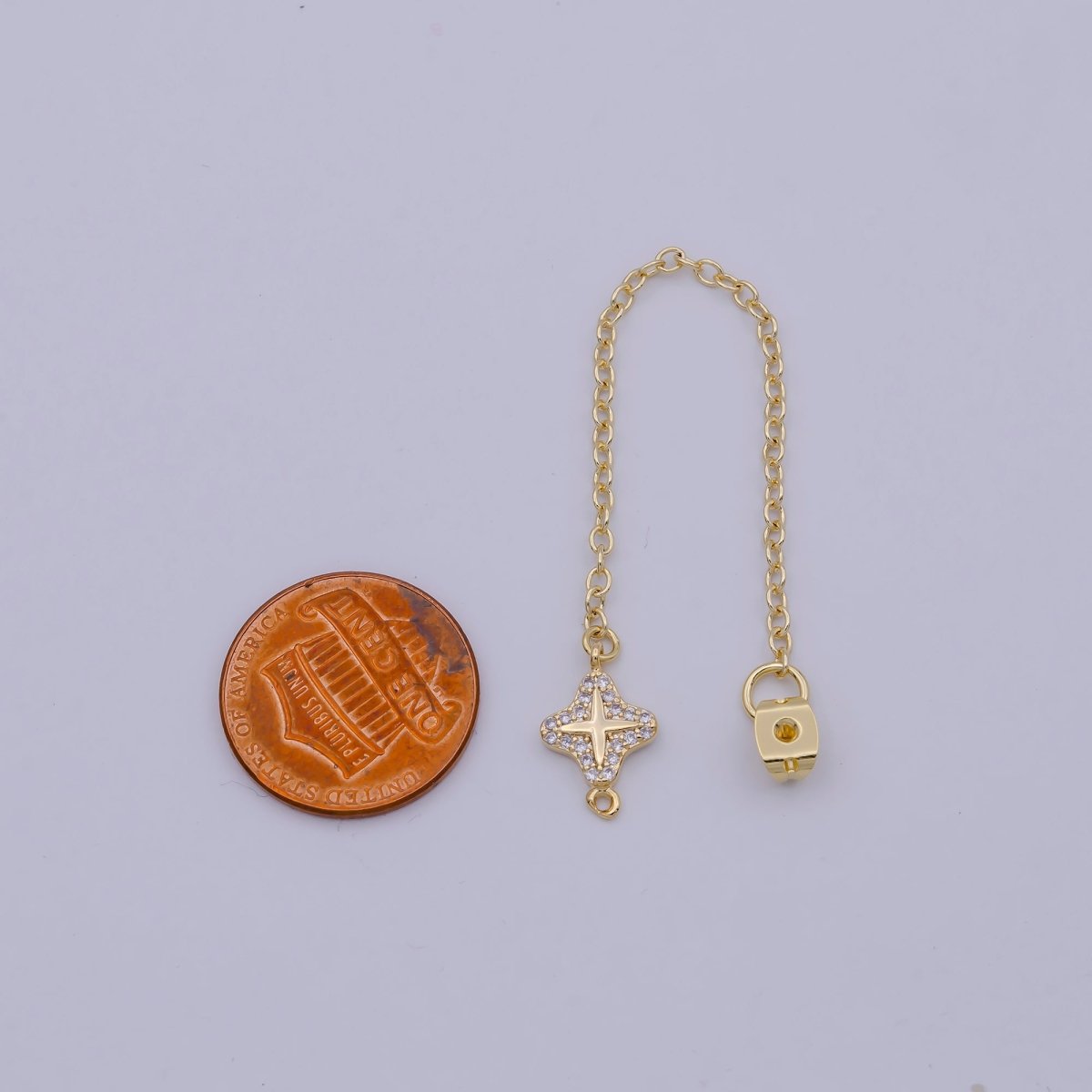 1 pair Gold Ear Back Stoppers, Earring Nuts with Long Tassel Chain 94.9mm CZ Star Earring Component Finding K-087