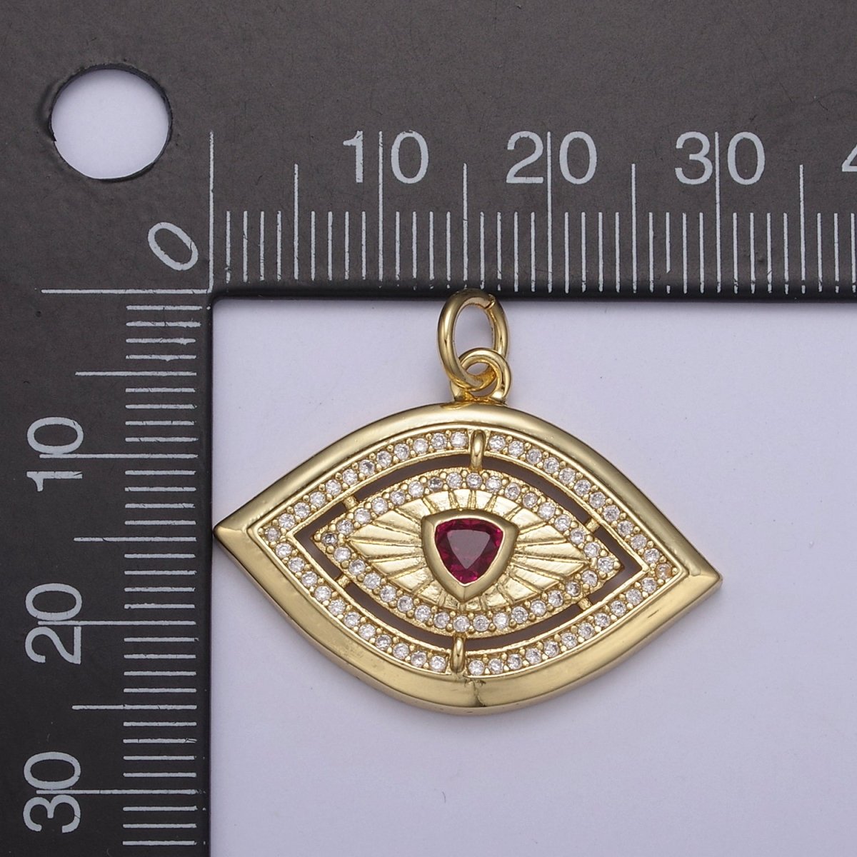 Gold Evil Eye Pendant 14K Gold Filled Eye Charm- Minimalist Jewelry Medallion Pendant Clear Blue Green Red Cz Layering Stacking N-653 - N-656