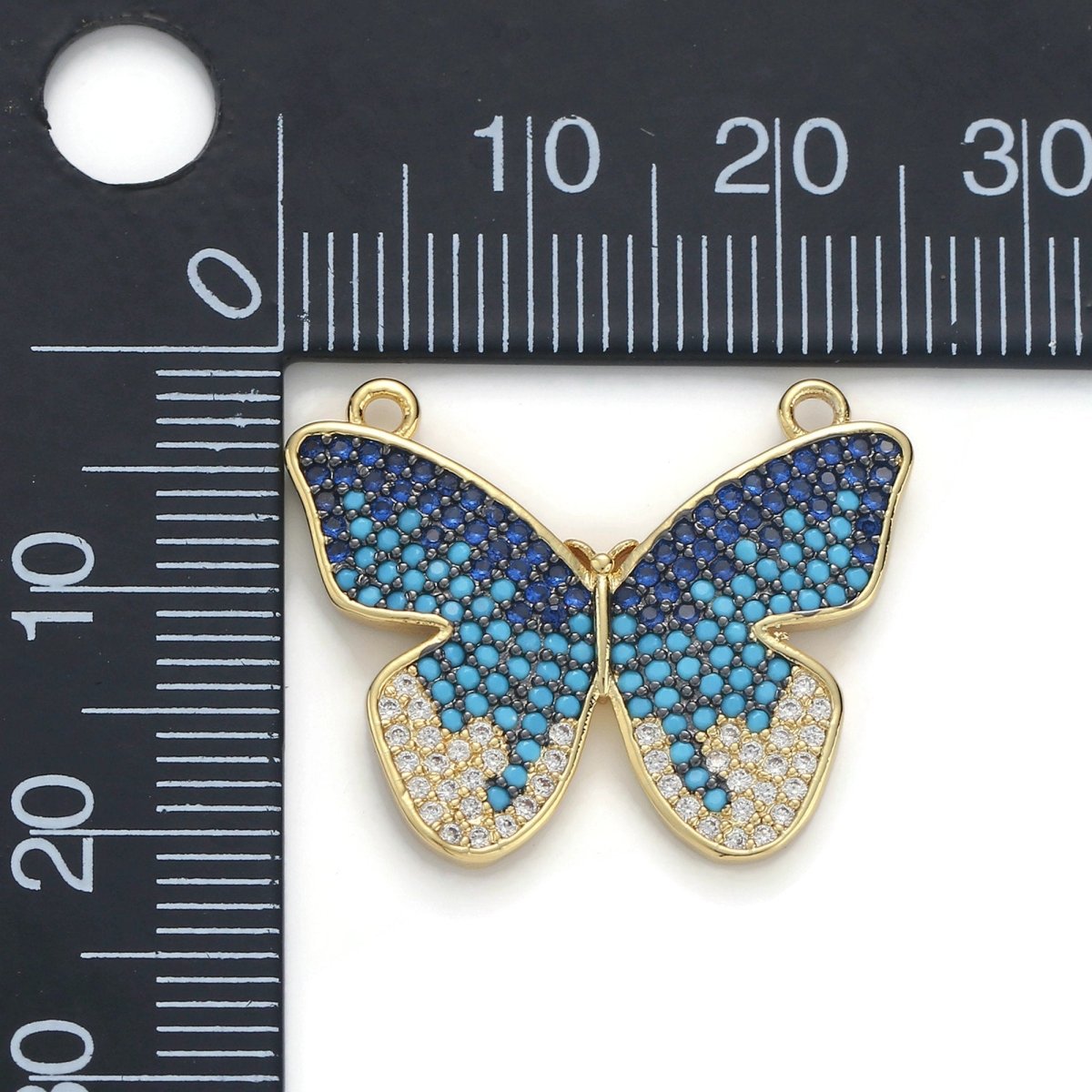 Gold Filled Butterfly Micro Pave Connector Charm, Cubic Zirconia Butterfly Pendant Charm Connector, For DIY Jewelry, 25x21mm F-382