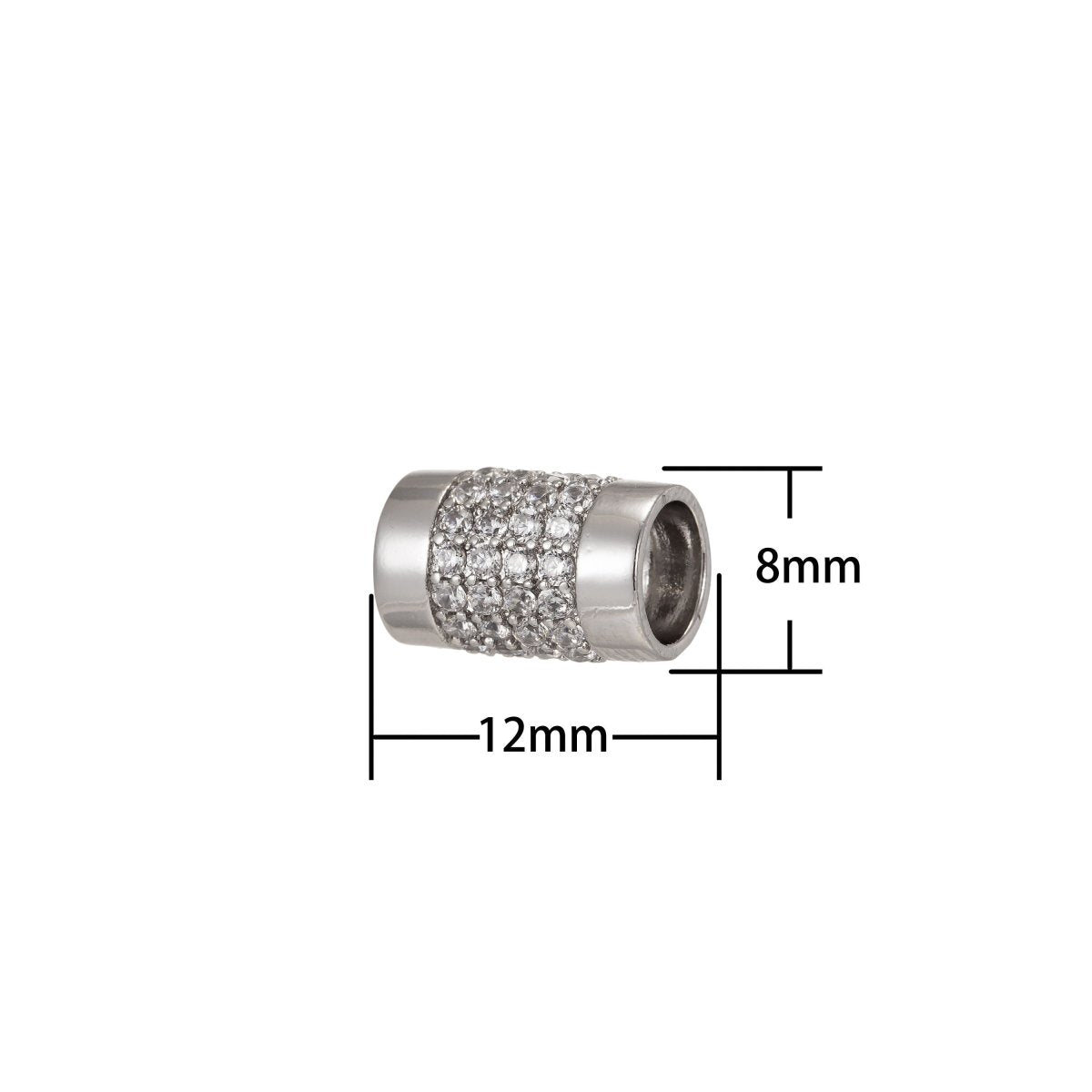 Gold Filled Cylinder Cubic Micro Pave Beads Spacer Beads, for DIY Jewelry Making Charms Shambala Bracelet, Bead Size 11x6.5mm Hole 4mm B-186