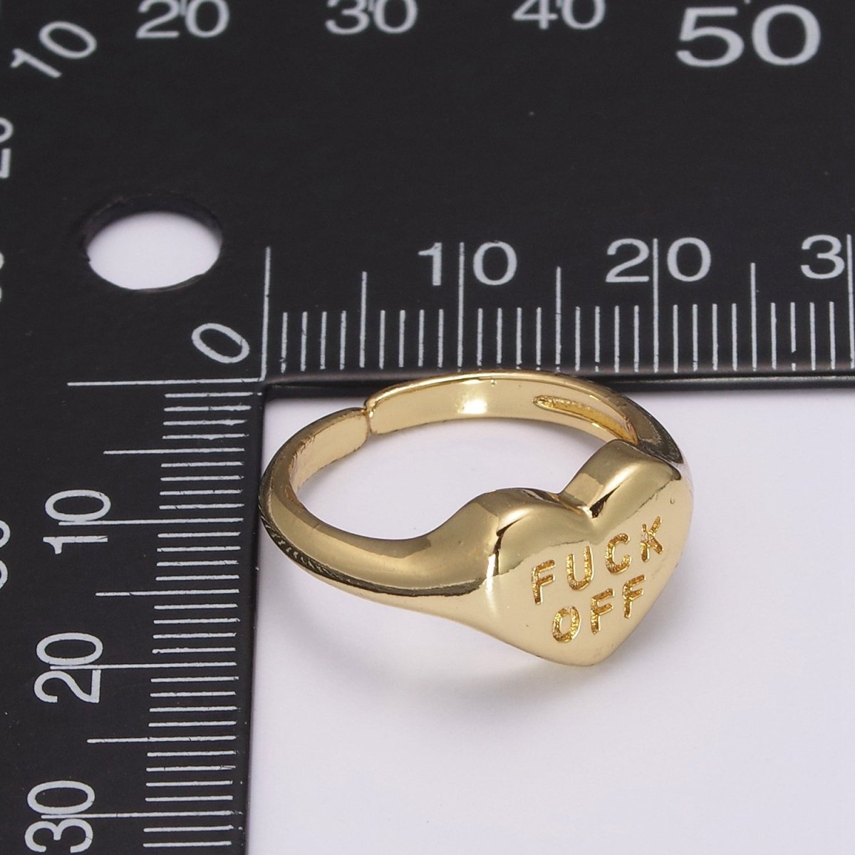 Gold Fuck Off Ring, Heart Shaped Signet, Fuckoff rings oval signet ring gold rings for women U-132