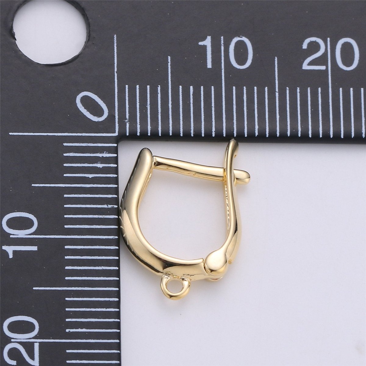 Gold Huggie Earring one touch w/ open link, 1 pair 15mm, 14K gold Filled, Nickel and Lead free, Lever back earring making Supply K-254