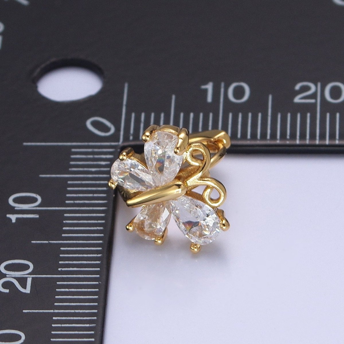 Gold Huggie Earrings Dainty Clear Cubic Zirconia Butterfly Hoop Earrings for Women T-394