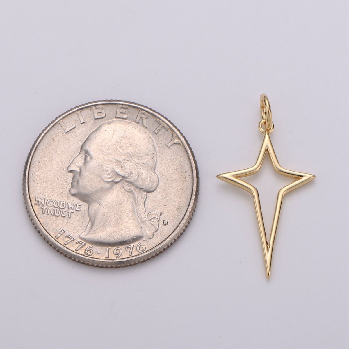 Gold North Star Charm 24k Gold Filled Star Charm, Polaris Charm, Celestial Charm Jewelry Cut out Star Charm for Necklace Earring Bracelet Supply D-468